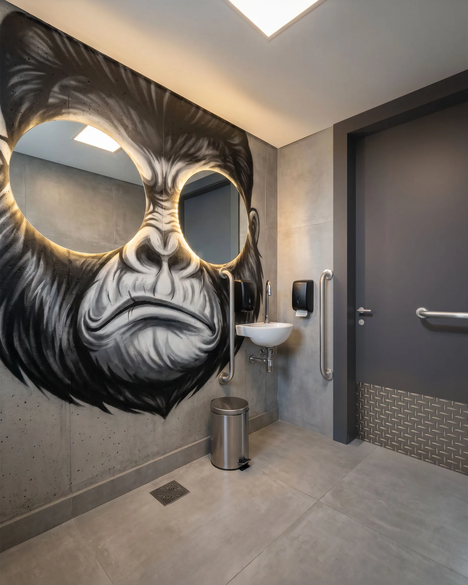 Sanitário · mural e lavatório